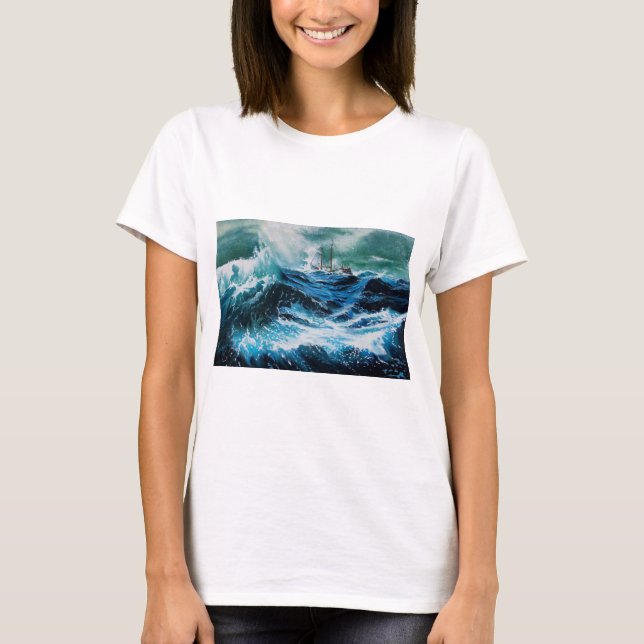 Camiseta Barco en el mar en tormenta (Anverso)