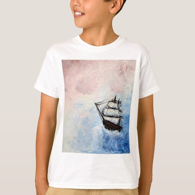 Camiseta Barco en las nubes misterio fronteras olas oceánic (Anverso)