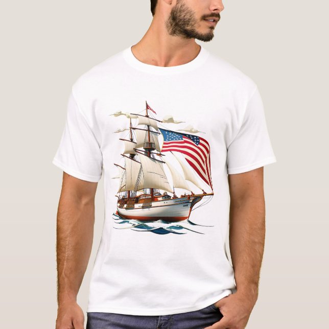 Camiseta Barco marítimo americano majestuoso (Anverso)