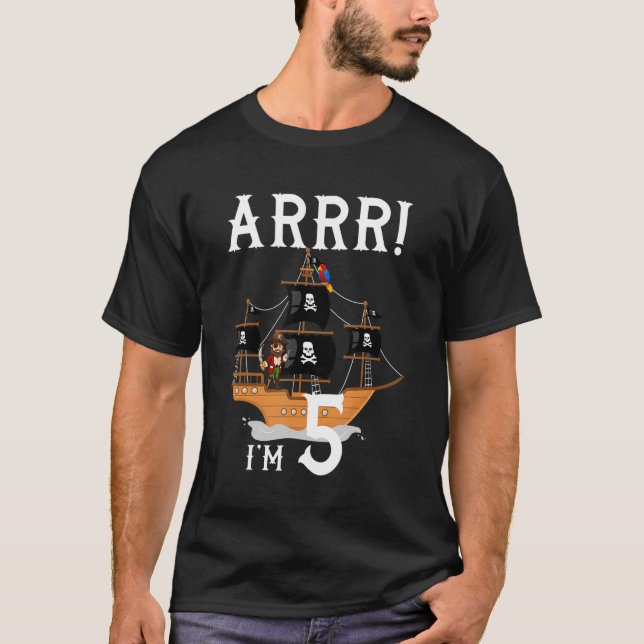Camiseta Barco pirata de niños piratas de 5 años Fiesta de  (Anverso)