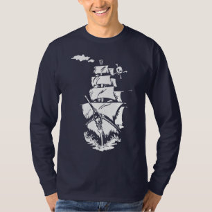 Camiseta Barco pirata hecho fuera de los cráneos y de los