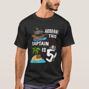Camiseta Barco Pirata Infantil Este Capitán Es 5 Cumpleaños