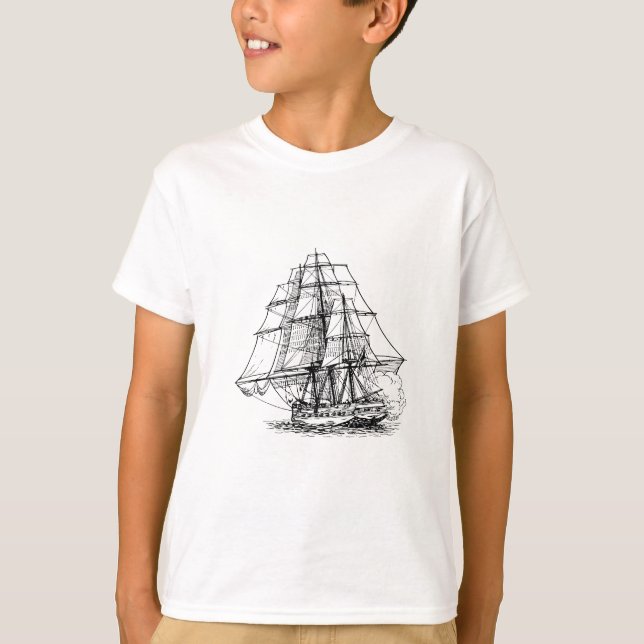 Camiseta Barco pirata nautical blanco simple (Anverso)