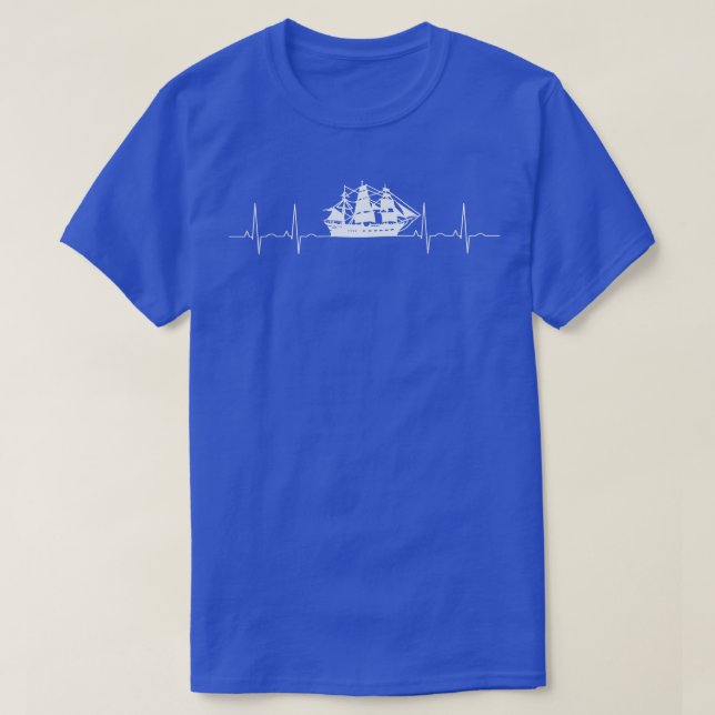 Camiseta Barco pirata Olas de pulso latido EKG (Diseño del anverso)