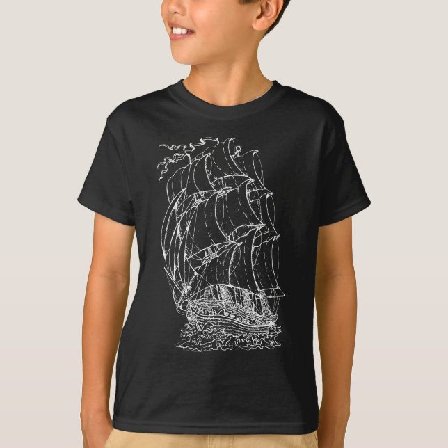 Camiseta Barco pirata Vintage Retro Náutico Ca (Anverso)
