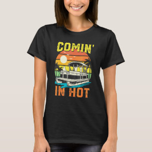 Camiseta Barco Pontón Retro Llegando Caliente Lago Navega