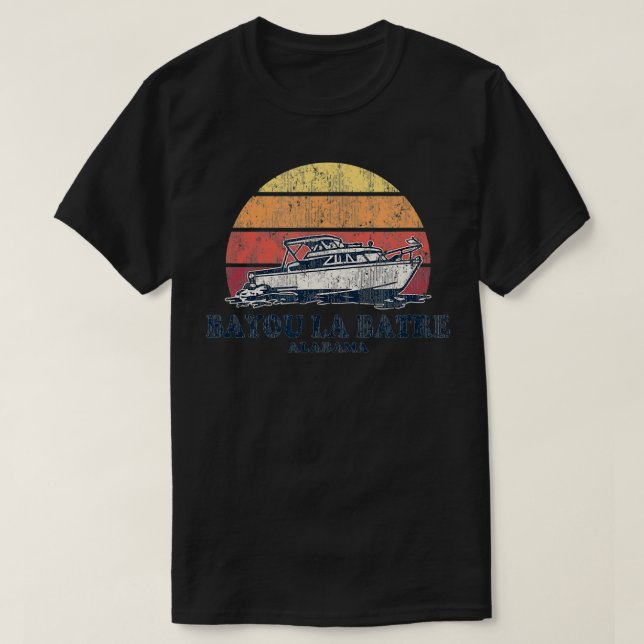 Camiseta Barco retro Bayou La Batre AL Vintage (Diseño del anverso)