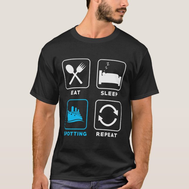 Camiseta Barco Spotter Spoting Eat Sleep Ship Spoting (Anverso)