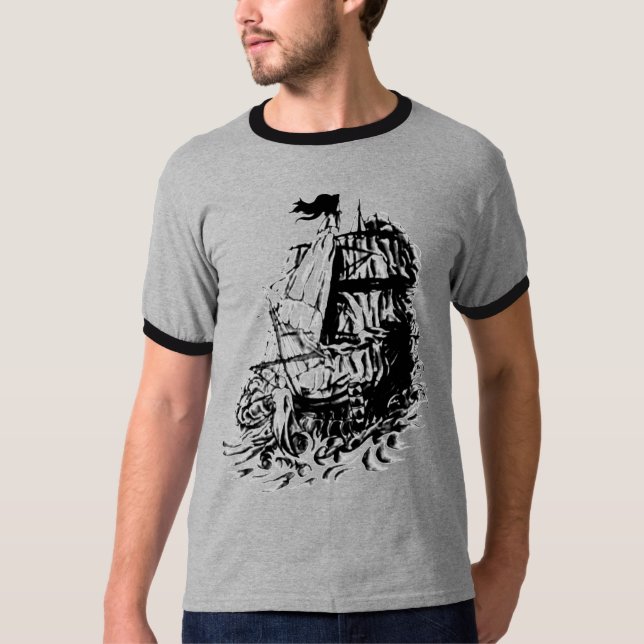 Camiseta barco viejo por la tinta (del joey) (Anverso)