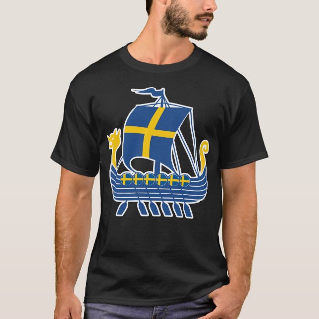 Camiseta Barco vikino de Suecia Gift Valhalla Viking Sueco (Anverso)