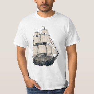Camiseta Barco vintage de vela, representado en una fina lí