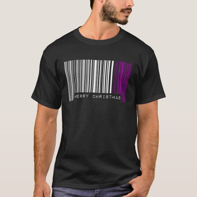 Camiseta Barcode Merry Christmas Asexual Pride Flag LGBTQ Q (Anverso)