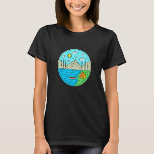 Camiseta Barcos de Pesca Camping Mi Lugar Feliz Lago Mina