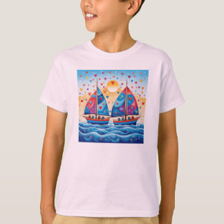 Camiseta Barcos de vela con corazones