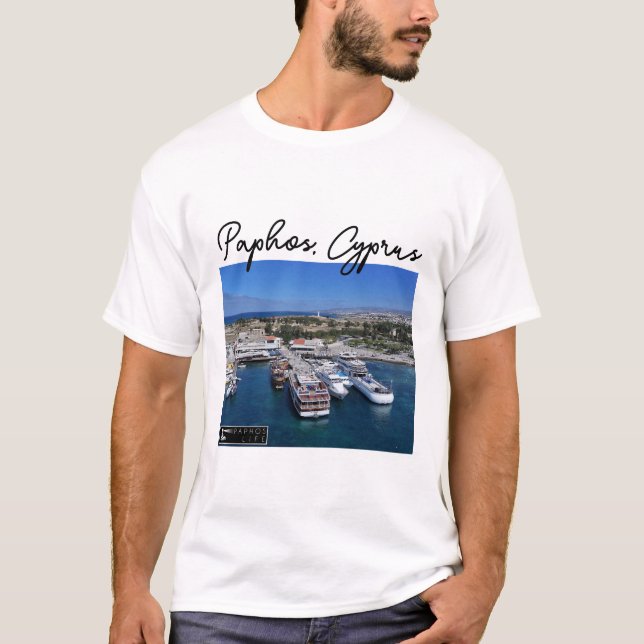 Camiseta Barcos del puerto de Paphos y faro (Anverso)