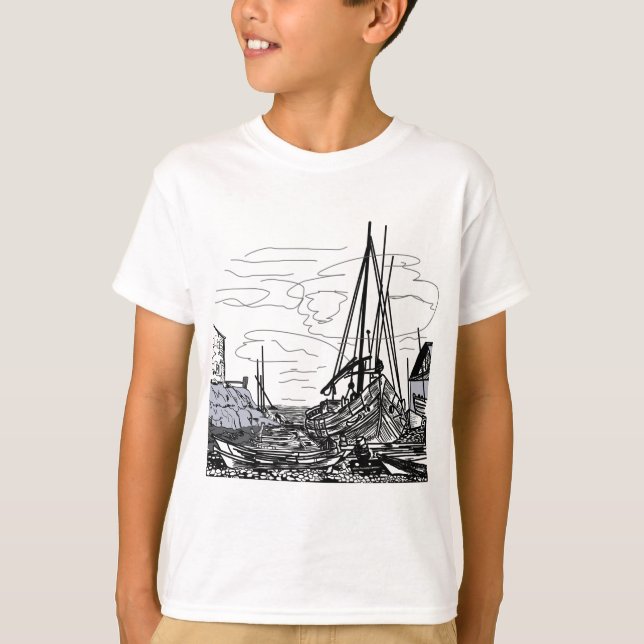 Camiseta barcos en el mar (Anverso)