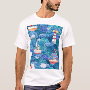 Camiseta Barcos y faro: acuarela infantil