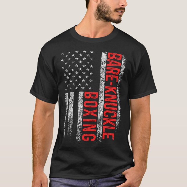 Camiseta Bare Knuckle Boxing American Flag 4th of July Figh (Anverso)