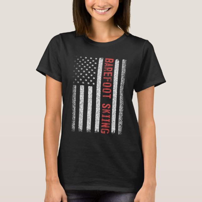 Camiseta Barefoot Skiing American Flag 4th Of July  (Anverso)