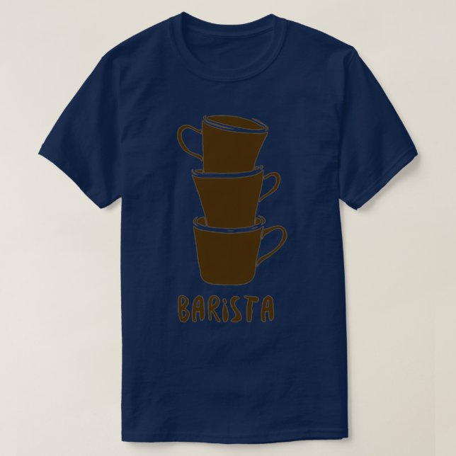 Camiseta Barista 3 tazas de café (Diseño del anverso)