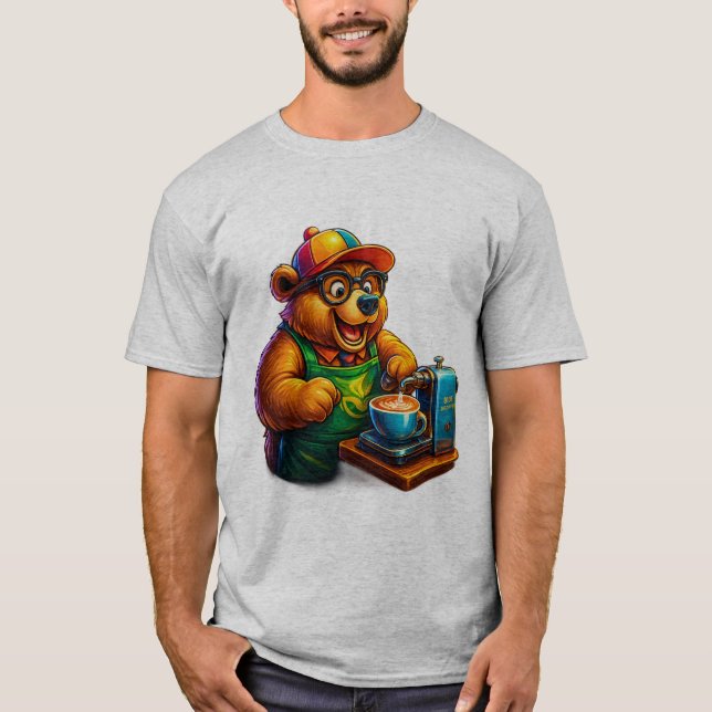 Camiseta Barista Bear – Cute Coffee Lover T-Shirt (Anverso)