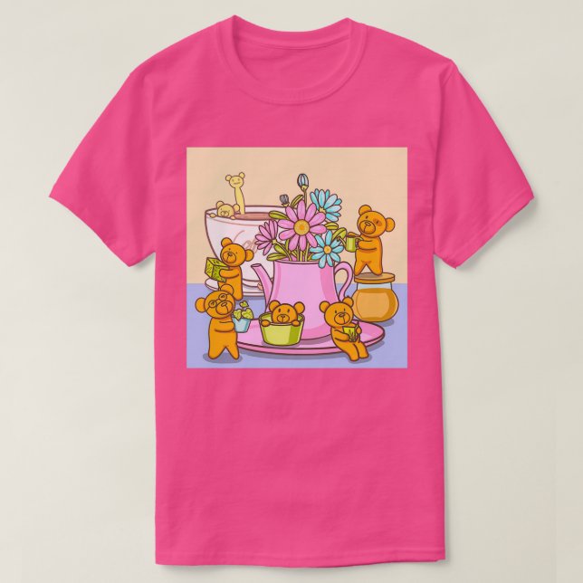 Camiseta Barista de oso pequeño con oso pegatina de cafeter (Diseño del anverso)