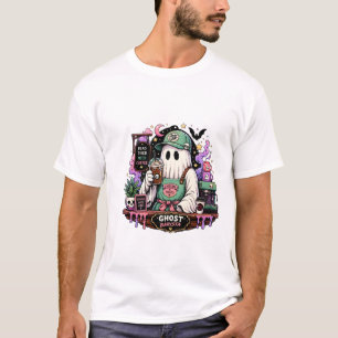 Camiseta Barista Fantasma Muerta de Cansancio Necesita Café