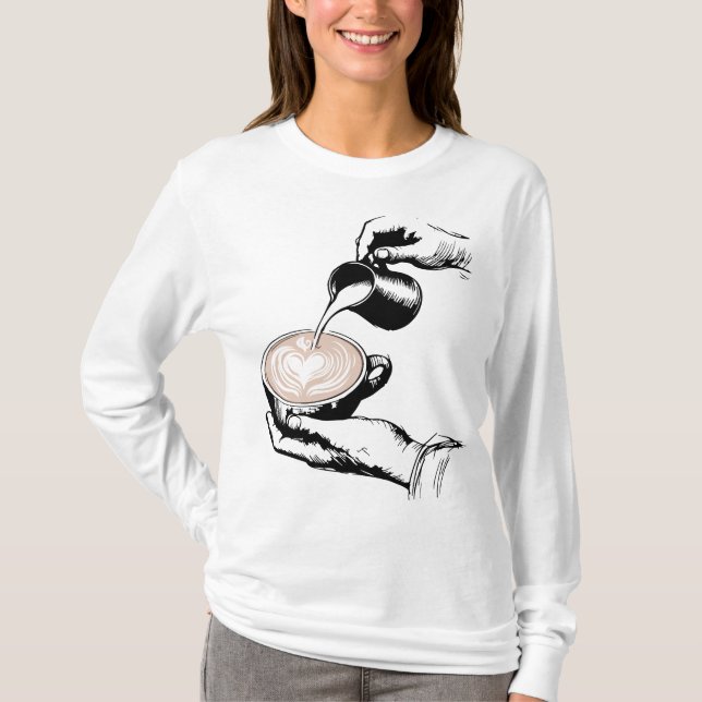 Camiseta Barista haciendo latte (Anverso)