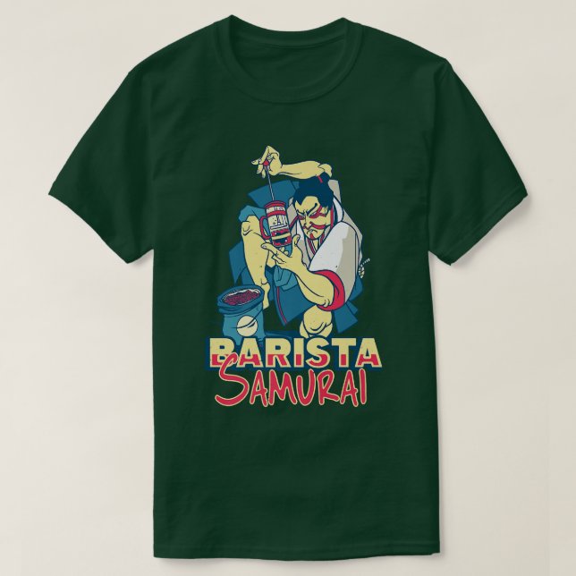 Camiseta Barista Samurai Francés Motif Coffee Lover an (Diseño del anverso)