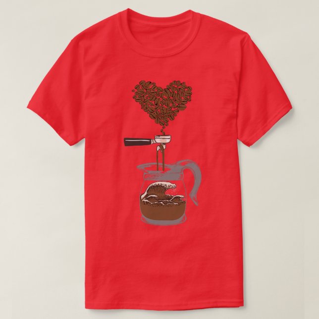 Camiseta Barista Y Arte De Café De Gran Onda (Diseño del anverso)