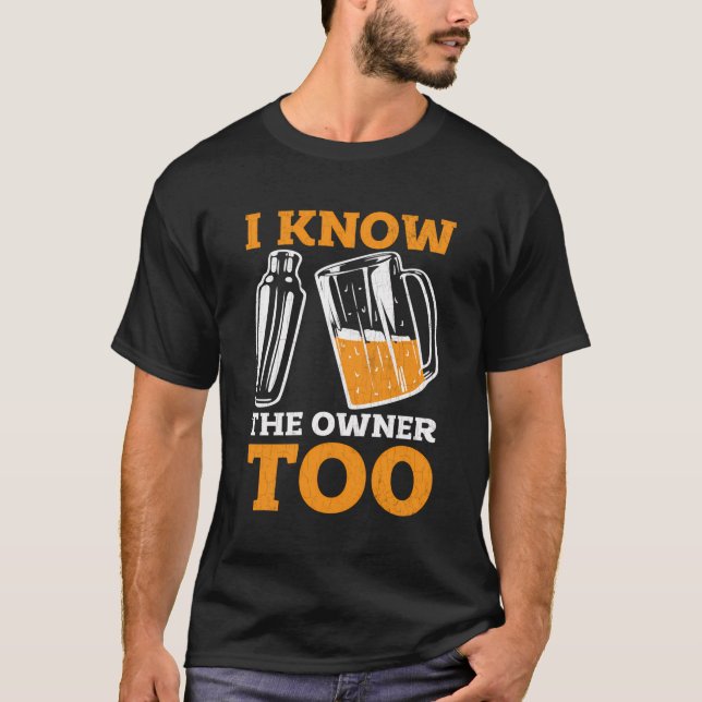 Camiseta Barkeeper Bartender Diversión Conozco Al Propietar (Anverso)