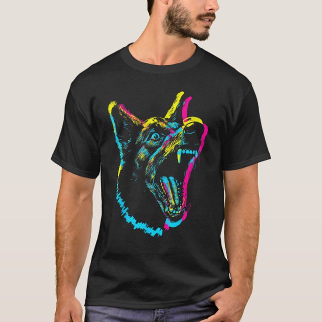Camiseta Barking Dog Punk Gothic Rave Wear Edgy EDM Grunge  (Anverso)