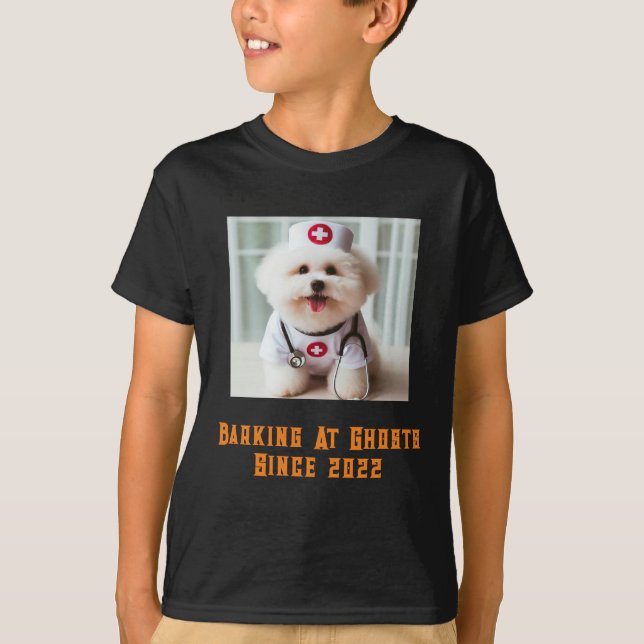Camiseta Barking En Ghosts Halloween Perro Lover Personaliz (Anverso)