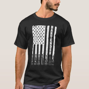 Camiseta Barman Para Hombres Mujeres Bandera Estadounidense