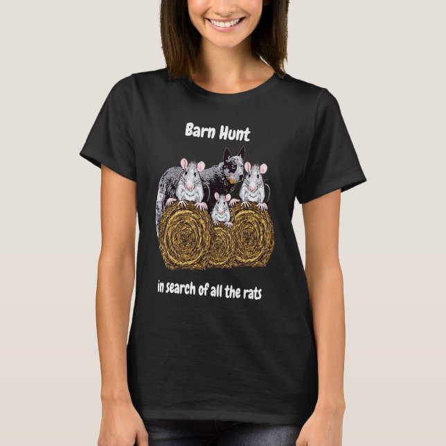 Camiseta Barn Hunt en busca de ratas con Aussie Cattle do (Anverso)
