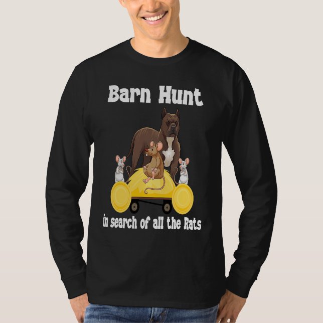 Camiseta Barn Hunt en busca de ratas con Bull Terrys (Anverso)