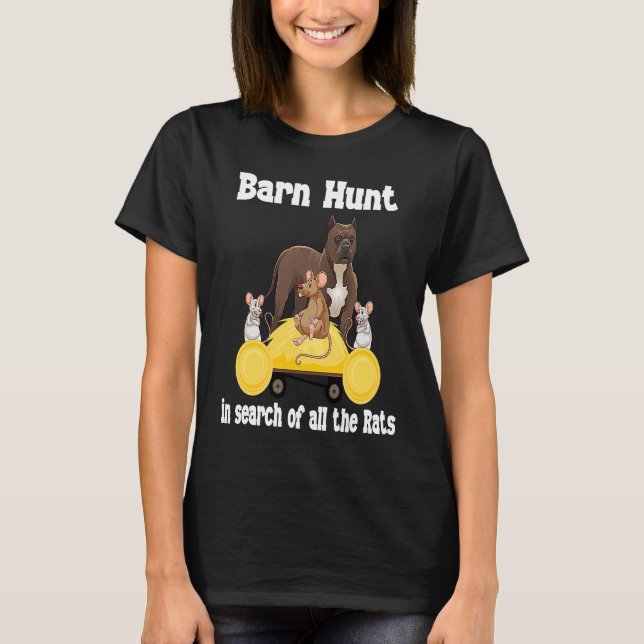 Camiseta Barn Hunt en busca de ratas con Bull Terrys (Anverso)