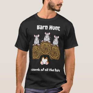 Camiseta Barn Hunt en busca de ratas con un Corgi tri color