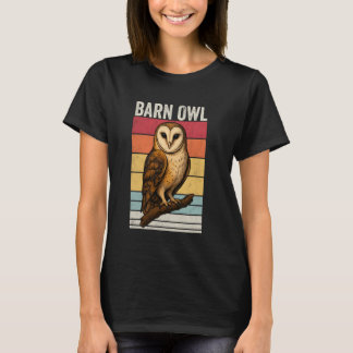 Camiseta Barn Owl Atardecer Vintage, Ilustración de Barn Ow