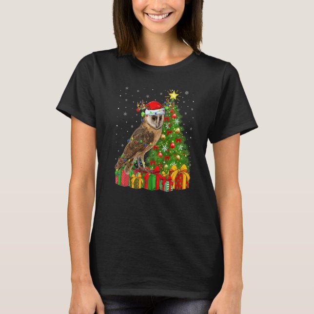 Camiseta Barn Owl  Xmas Holiday Santa Barn Owl Christmas Tr (Anverso)
