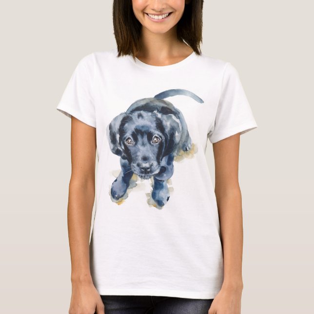 Camiseta Barney, cachorro de recuperación de Labrador Negro (Anverso)