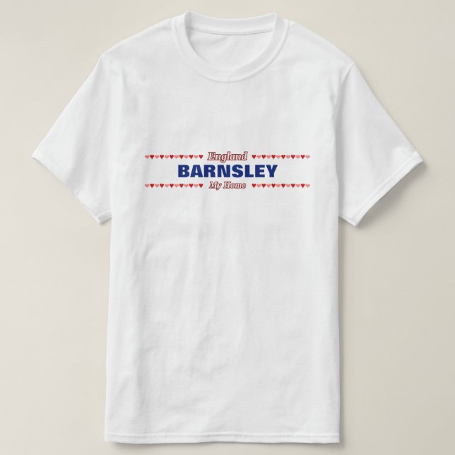 Camiseta BARNSLEY - mi hogar - Inglaterra; Corazones rojos (Diseño del anverso)