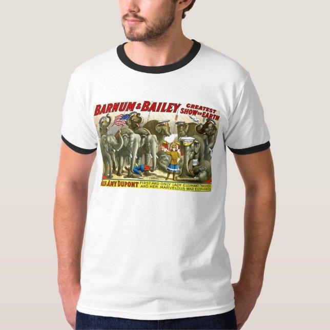 Camiseta Barnum y anuncio del poster de los elefantes de (Anverso)