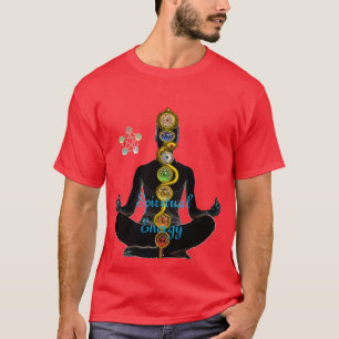 CAMISETA BARRA DE ASCLEPIUS 7 CHAKRAS, ACTITUD DE LOTUS DE