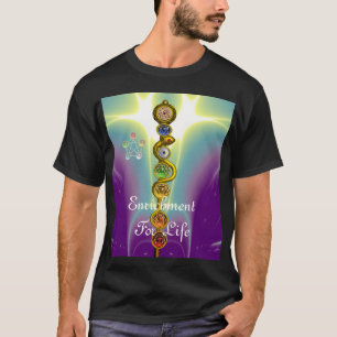 CAMISETA BARRA DE ASCLEPIUS 7 CHAKRAS, YOGA, ENERGÍA