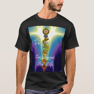 CAMISETA BARRA DE ASCLEPIUS CON 7 CHAKRAS, ENERGÍA