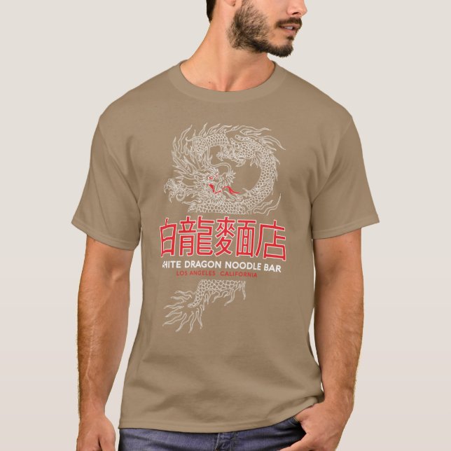 Camiseta Barra de fideos Dragón Blanco divertida (Anverso)
