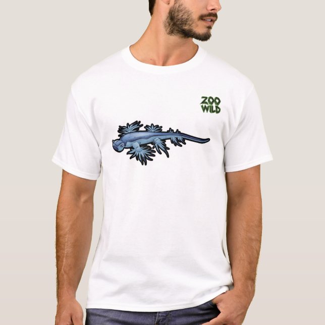 Camiseta Barra de mar azul del dragón Nudibranch (Anverso)