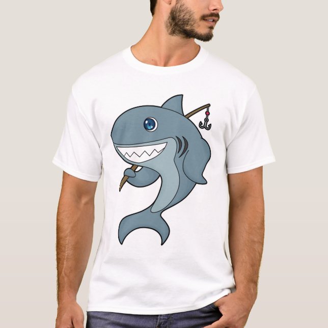 Camiseta Barra de pesca de la pesca de tiburón (Anverso)