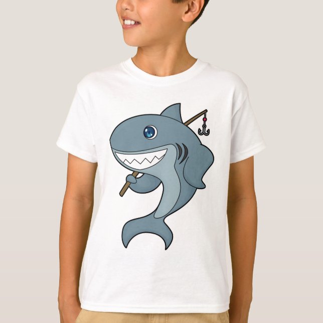 Camiseta Barra de pesca de la pesca de tiburón (Anverso)
